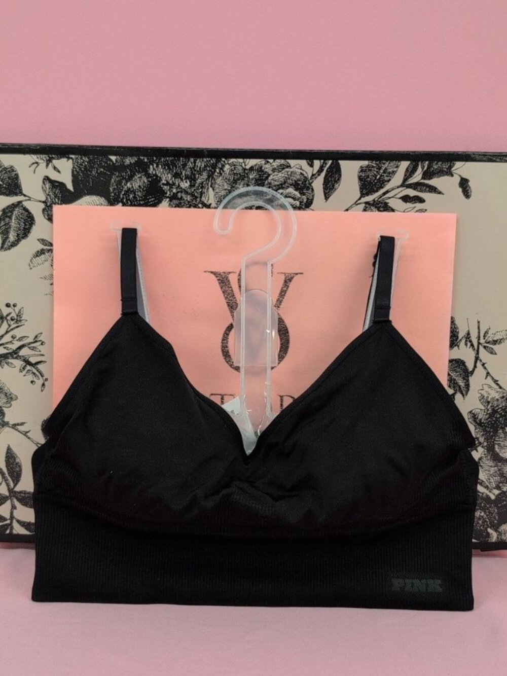 Victoria Secret Pink Wireless Seamless Longline Pullover Sports Bra XS Black